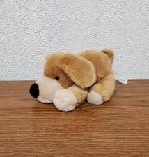 Plush 2012 FAO Schwarz Brown and White Puppy Stuffed Animal 8" Long