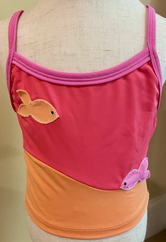 Adorable Big Fish by Sweet Potatoes Girls 2 Pc Swimsuit Sz 6/7 Vintage