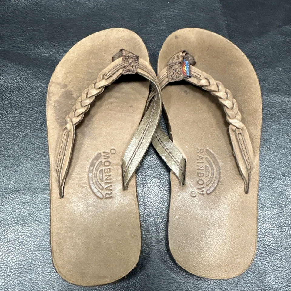 Sandalias Arco Iris Niña Coquetas Trenzadas Marrón Cuero Trenzado Chanclas 11/12 - BP Foto 4 de 4