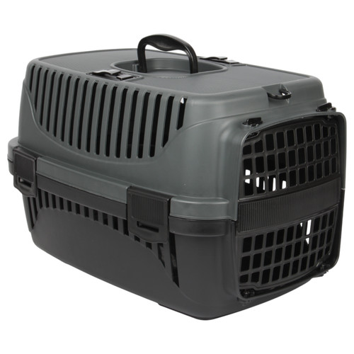 Small Plastic Pet Carrier Basket with Handle & Door Anthracite for Cats Dog 6kg