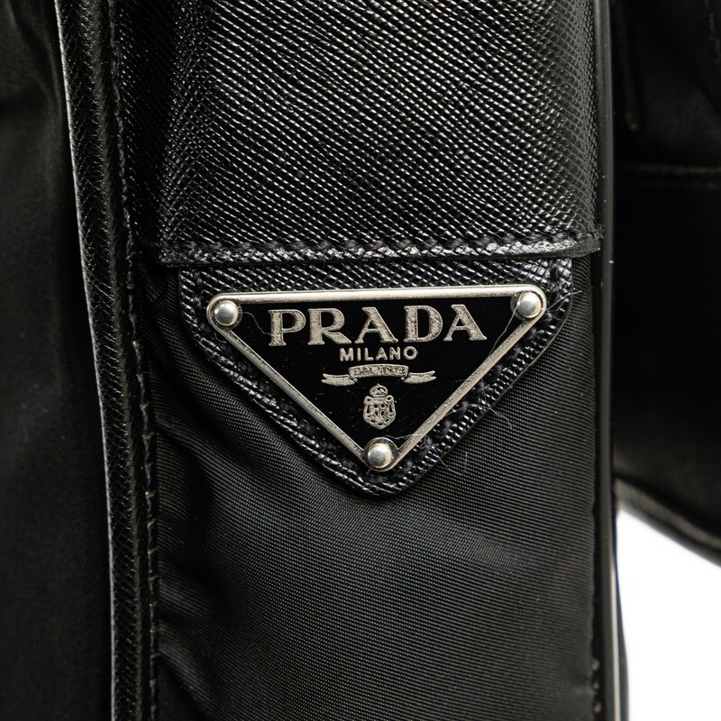 Prada Shoulder Bag Nylon Leather Black Women Used Authentic thumbnail 8