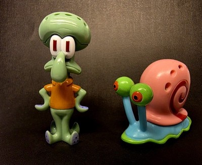 Nickelodeon Sponge Bob Slimeez Lot Of 2 Squidward & Gary The Snail 3 Inch...