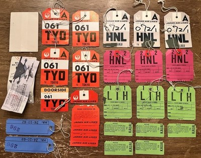Vintage Airline Baggage Tags Tokyo Japan TYO Honolulu Hawaii HNL