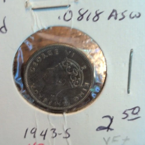 1943 George VI Sixpence — photo from the most recent tracked eBay sale