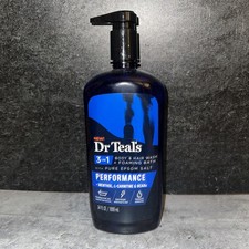 Dr Teal's Performance 3 in 1 Body Hair Wash Foaming Bath with Epsom Salt 34 Oz
