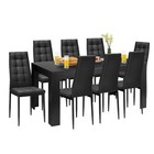 9pcs Dining Set Wood Table and 8 Fabric Chairs Home Kitchen Modern