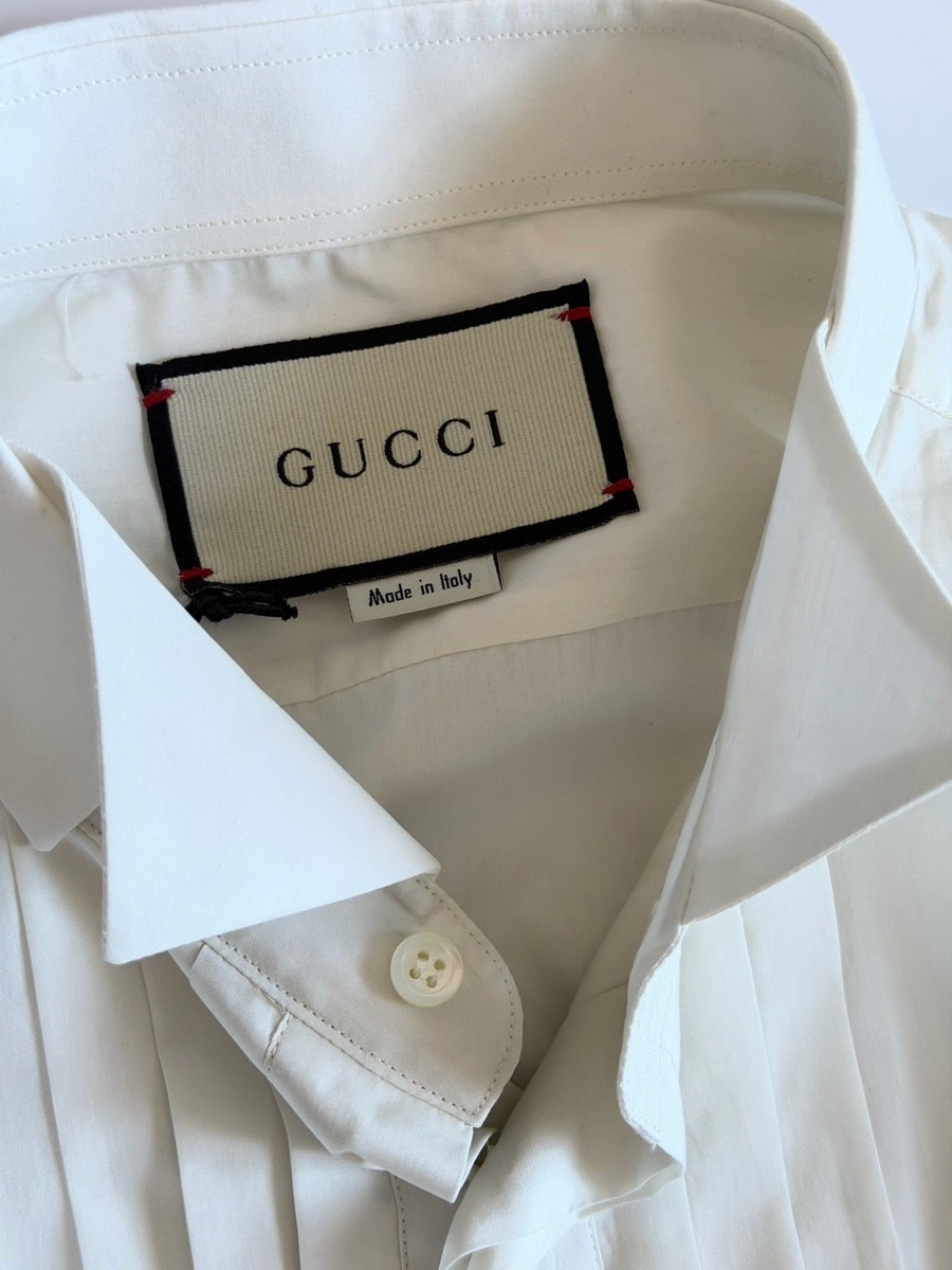 NWT Gucci White Tuxedo Dress Shirt Size 16.5/42 Gucci Cufflinks