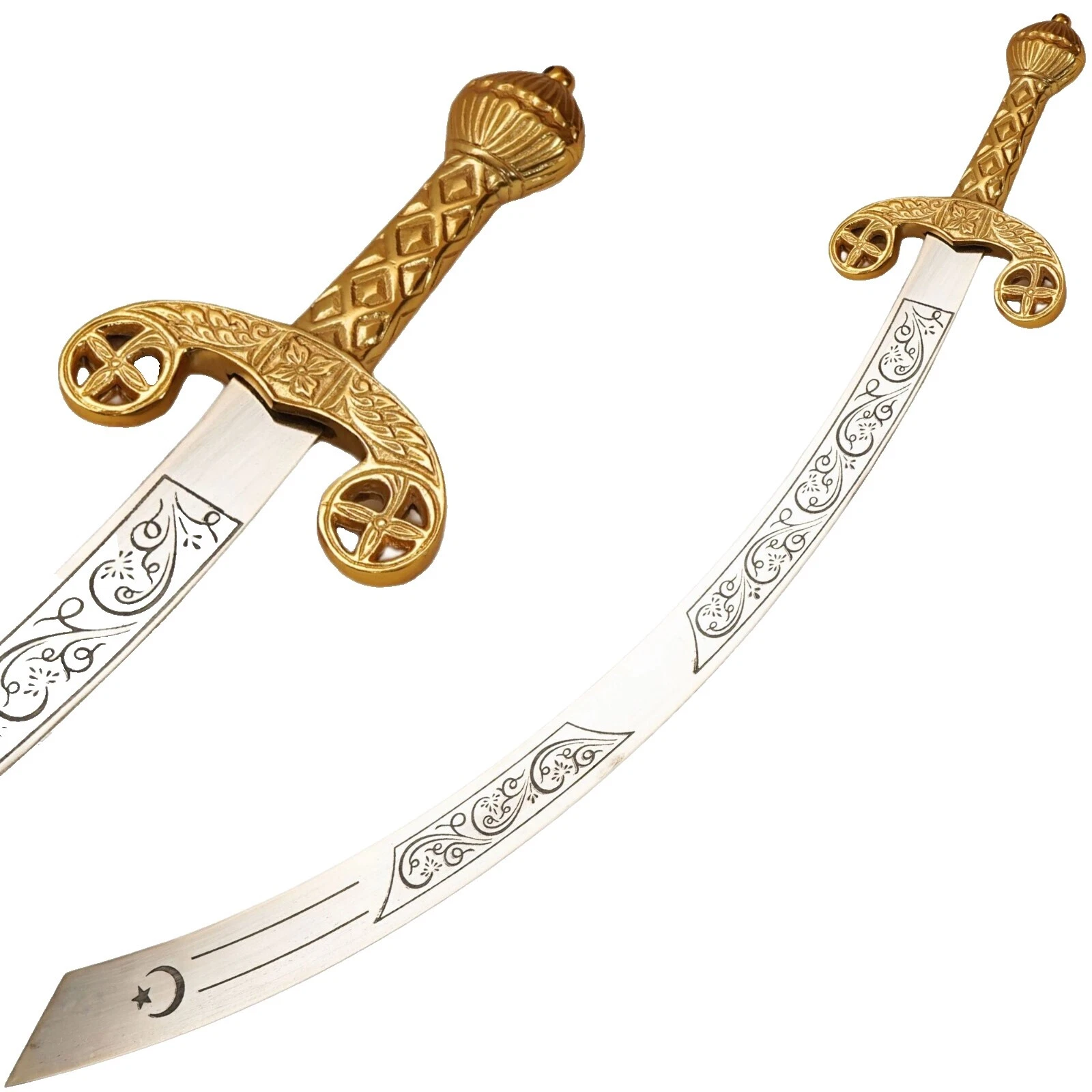 Hoja de acero al carbono espadas japonesas de colección y sables manija de cobre amarillo