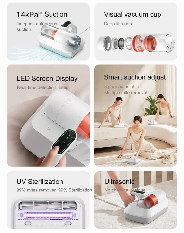 Xiaomi Dust Mite Remover Pro LED Handheld UV Vacuum Cleaner Mattress 14000Pa - Image 3 of 4