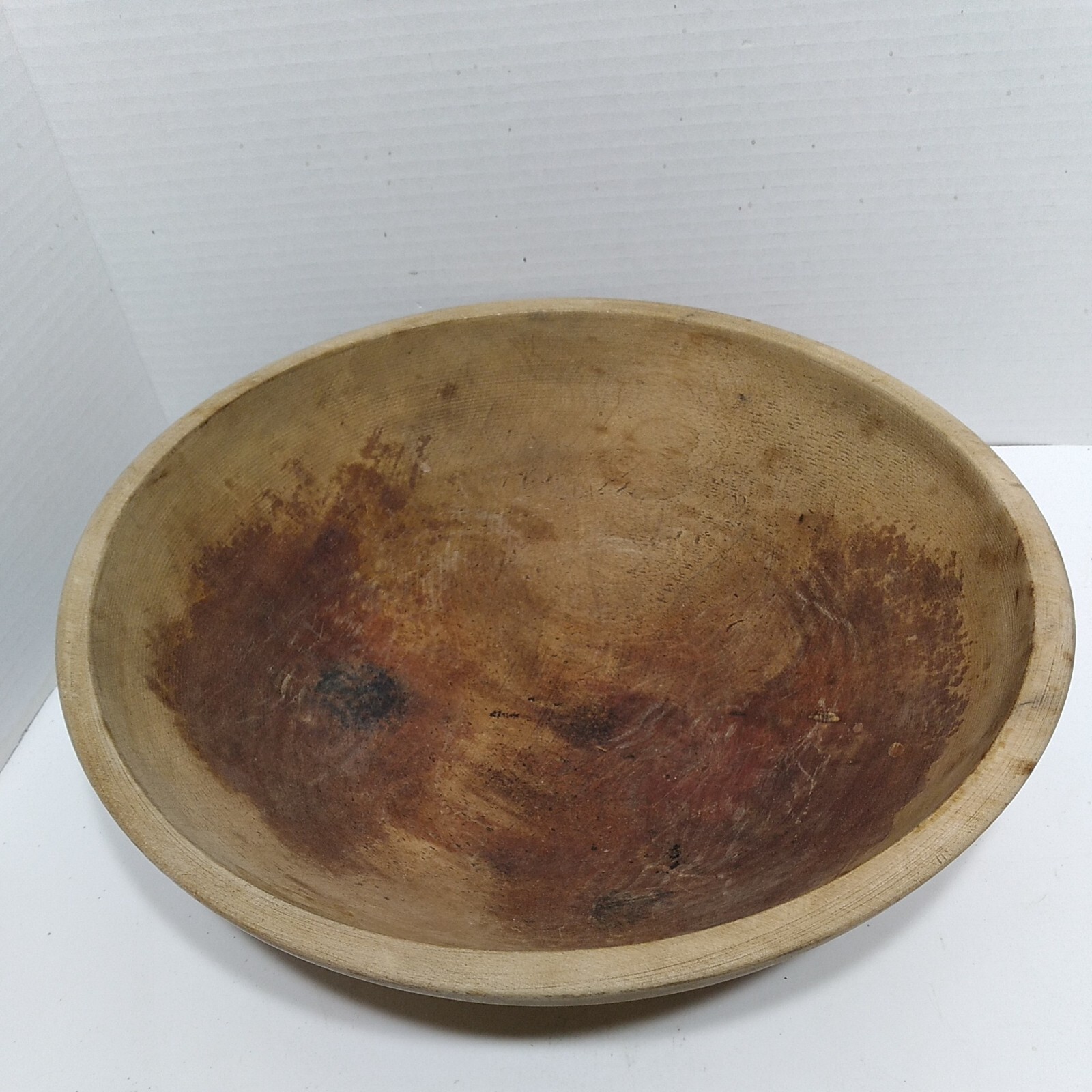Vtg Munising Wood Bowl Unfinished Turned Wood 13" x 12.5", Rare Signed