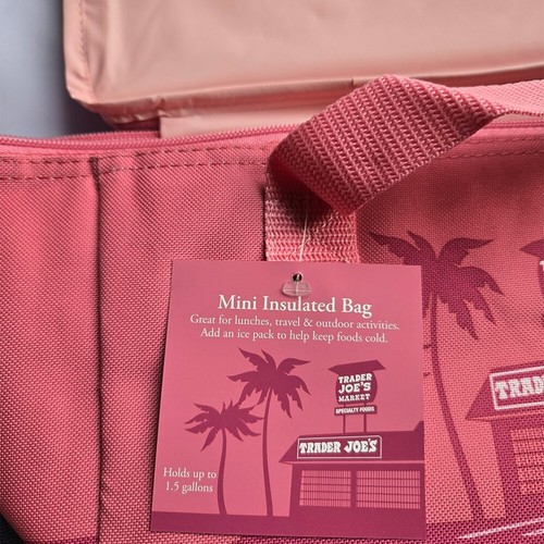 NEW Trader Joes Mini Insulated Bag Set of 2 Pink & Lavender Valentines Spring - Picture 7 of 9