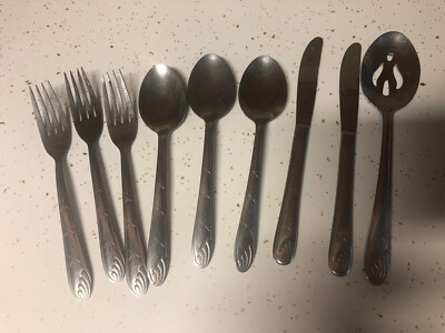 Lot Of 9 Washington Forge WAF13 Atomic Starburst Flatware MCM Vintage