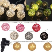 Led Kugel Lichterkette "JOLLY" mit 10 Sisal-Bälle 60mm 230V Girlande Party Innen