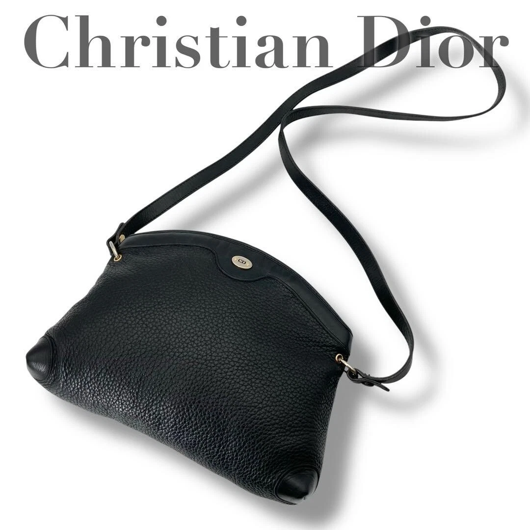Sac bandoulière vintage Christian Dior cuir noir fabriqué en France E168