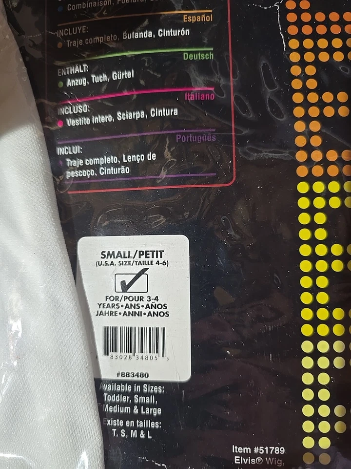 Macacão Elvis Presley Aloha Eagle branco fantasia infantil Halloween P 3/4  - Imagem 2 de 3