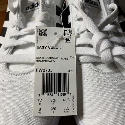 Adidas Men's Easy Vulc 2.0 Skateboarding Shoes White FW2733