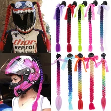Gradient Helmet Braids Ponytail Helmet Hair Extensions Pigtails Motorcycle Bike