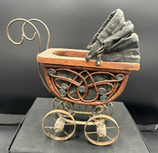 Victorian Style Vintage Wicker Wood Baby Doll Carriage Stroller Buggy