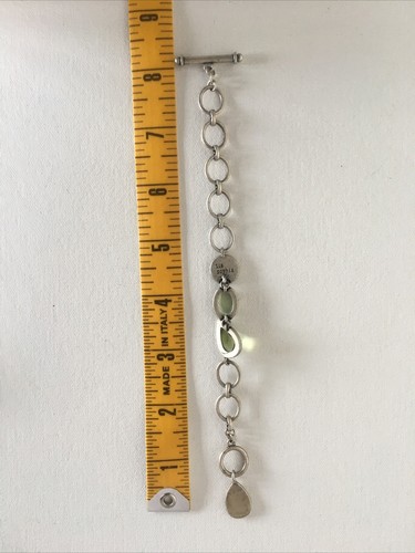 Lia Sophia Silver Tone Links Bracelet with Cut Resin Stones and Rhinestones - Picture 9 of 11