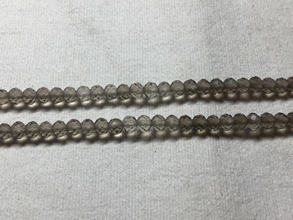 FINEST, Shaded Smoky Quartz-Light-medium,3MM FACETED ROUND BEADED STRAND,16inch. - Image 3 of 4