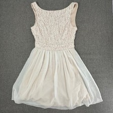 Speechless Lace Dress Sleeveless Cream Color Sz 5 Juniors Glitter Specs Lined