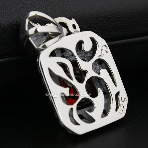 Huge Red CZ 925 Sterling Silver Cross Pendant Charms Punk Jewellery 8P007C BZ - Picture 4 of 4
