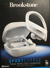 Brookstone SportCharge True Wireless Bluetooth Earbuds - White NEW