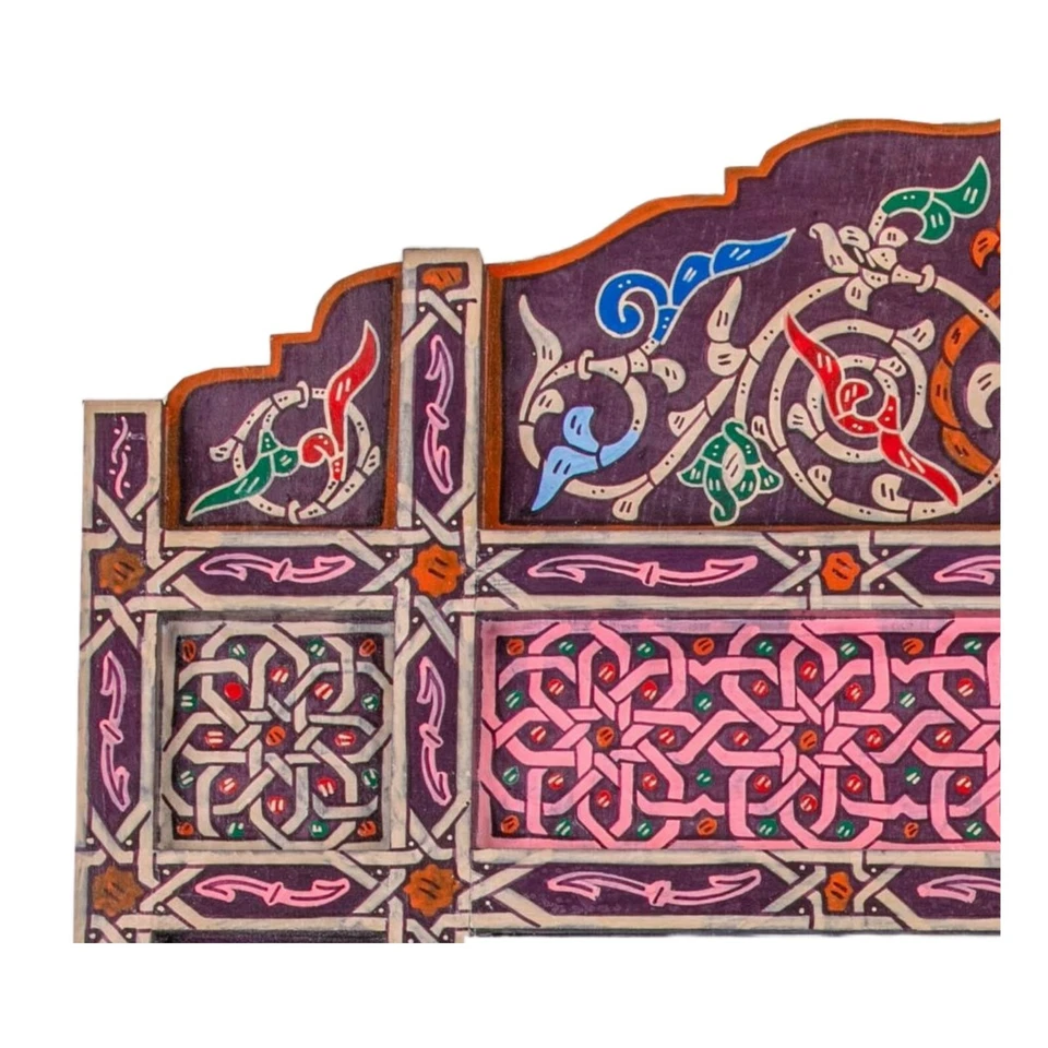 Purple Leaning Full length Moroccan wooden hand painted mirror frame, 61" x 24"  - Photo 3/4