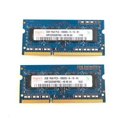 Hynix 2x2GB DDR3 HMT325S6BFR8C-H9 SO-DIMM 1Rx8 PC3 10600S 9 10 B1 1333MHz RAM