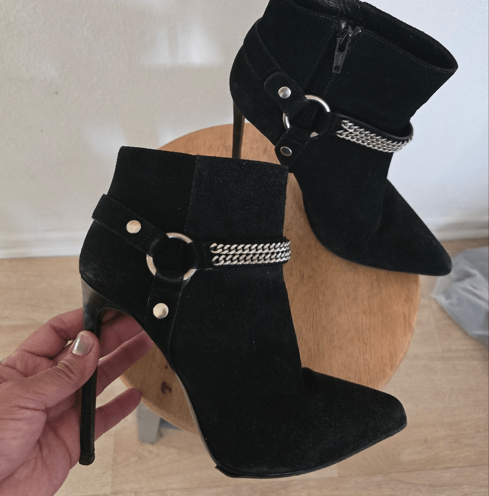 Stivali Saint Laurent neri scamosciati a punta misura 8 5