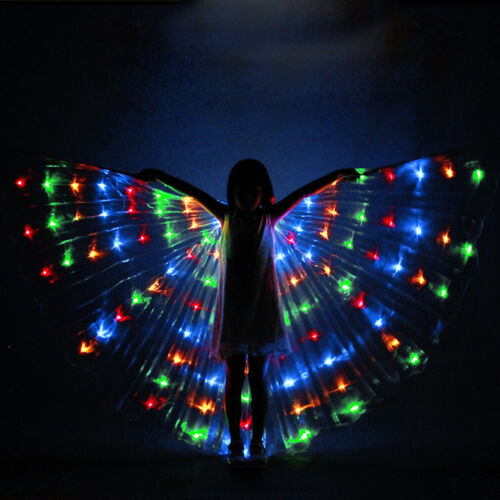 360° Kids LED Isis Wings with Sticks Belly Dance Stage Performance Props Shining - Picture 1 of 25