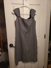 Tahari Arthur Levine Women's Gray Jumper Dress Size 8 Petite Cute EUC
