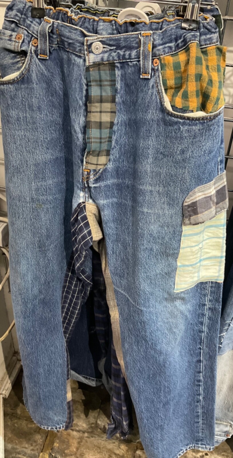 Random Vintage Upcycled Patchwork Flannel Jeans R… - image 13