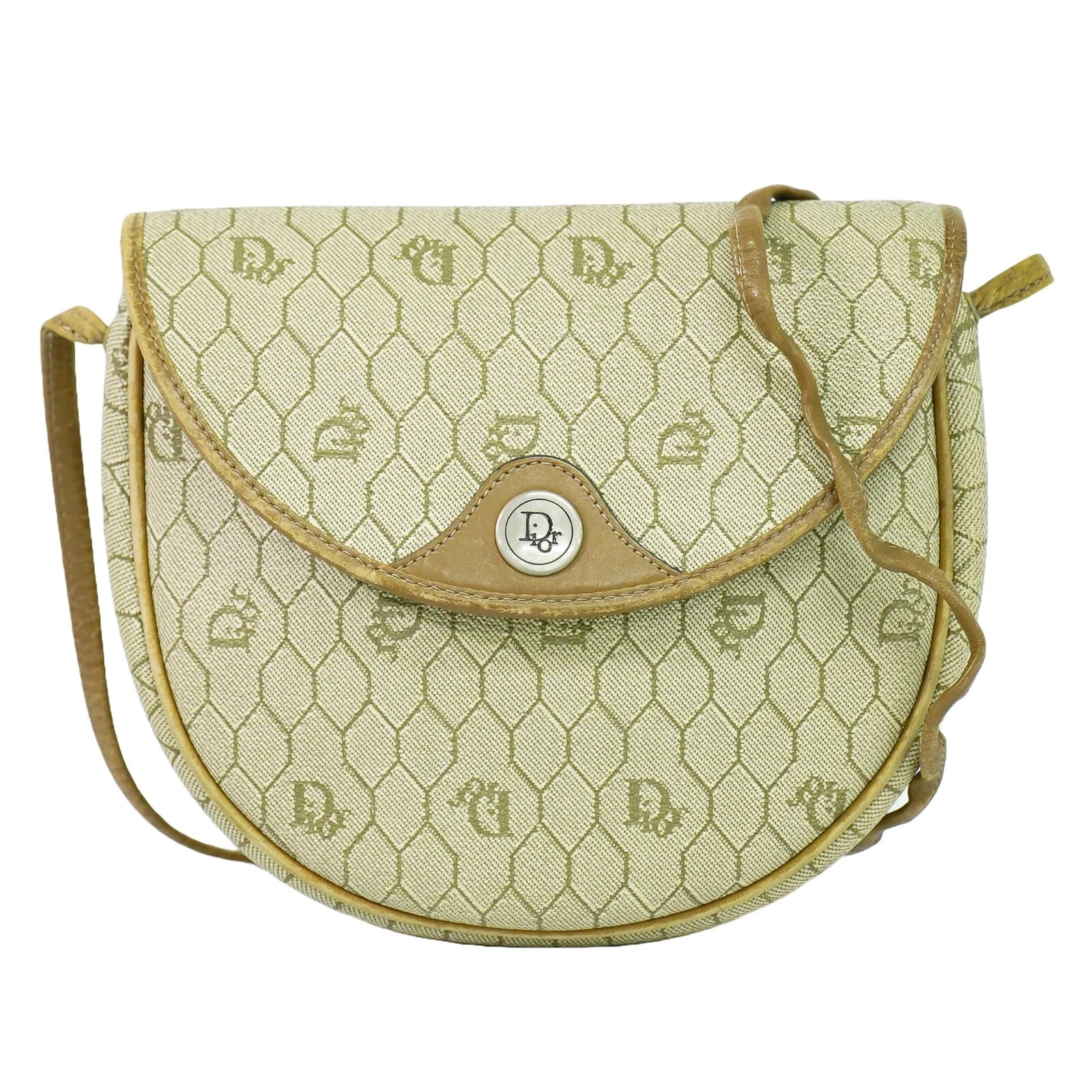 Sac bandoulière Christian Dior nid d'abeille PVC beige or