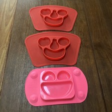 LOT 3 Mess Free Silicone One Piece Baby Placemat with Divided Plate