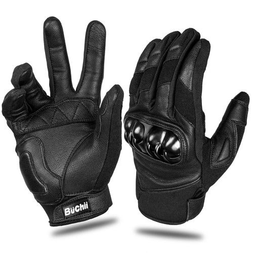 Buchii Goatskin Leather Motorcycle Gloves Men & Women Multi Purpose Hard Knuckle - Picture 9 of 47