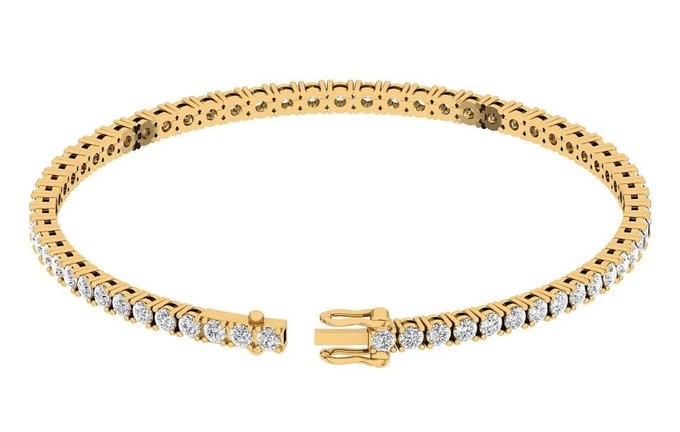 Brazalete Tenis I1 G Diamante Redondo 3.25 Quilates Oro Rosa Blanco Amarillo 14K 7.00" Foto 4 de 4