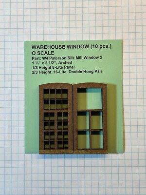O Scale Laser Cut Windows (10 Ct. Lot) 1-1/4'' x 2-1/2'' (W4 PSM Window 2)