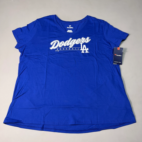 FANATICS Los Angeles Dodgers Baseball V-neck T-shirt Women's Sz 3XL Blue (New) - Picture 1 of 10