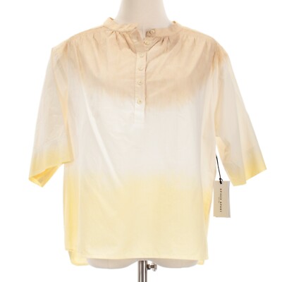 Apiece Apart NWT Shirred Mission Top Size Small in Tan Yellow & White Cotton