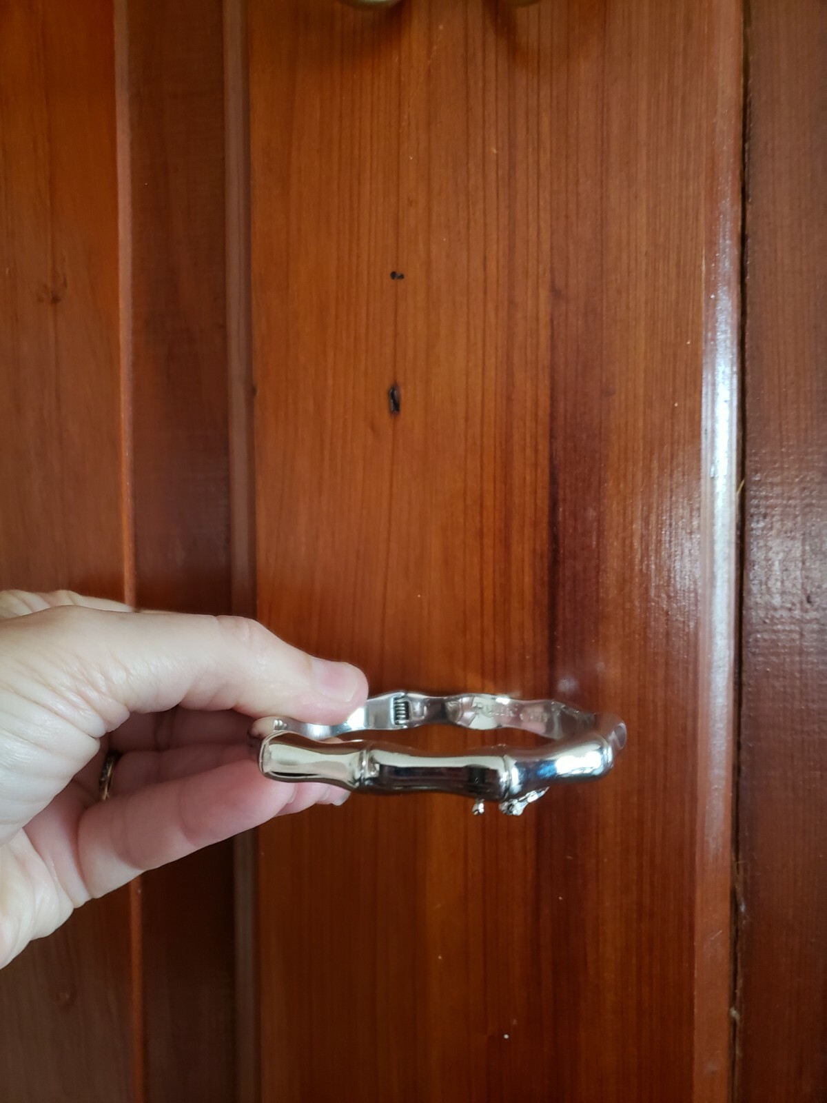 Rustic Cuff Silvertone Bracelet Silver Bangle Fas… - image 3