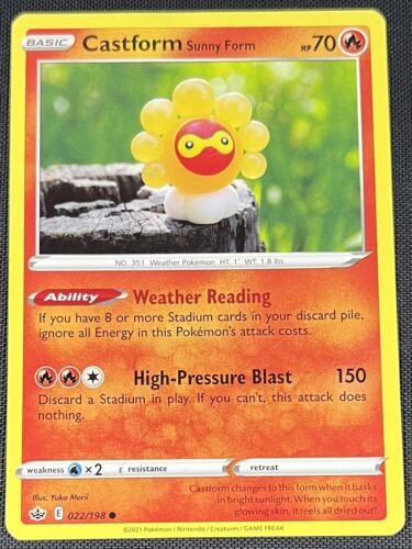 Castform Sunny Form 022/198 Pokemon English Sword & Shield Chilling Reign 2021 - Picture 1 of 2