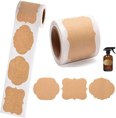 300Pcs Kraft Gift Labels Stickers, Small Sticky Blank Labels for Canning Jars