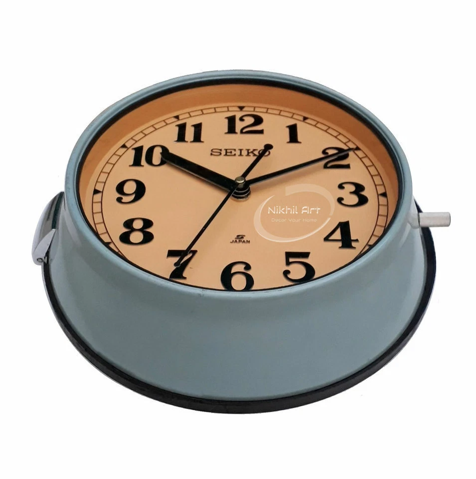 Vintage Retro Wall Clock Seiko SkyBlue Home Decor Antique Style Made in japan - Image 3 of 4