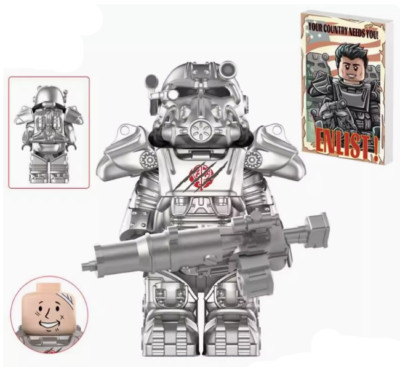 Fallout T-60 Power Armor Brotherhood of Steel Skin Figur mit Enlist Fliese