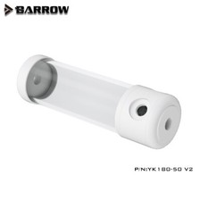 Barrow G1/4" Acrylic Clear Tube Reservoir 50mm x 180mm for Water Cooling, White