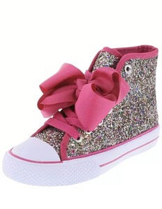 pink glitter high top sneakers