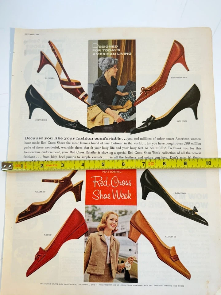 Anuncio impreso anuncio de la Semana Nacional del Zapato de la Cruz Roja 1960 vintage Foto 4 de 4