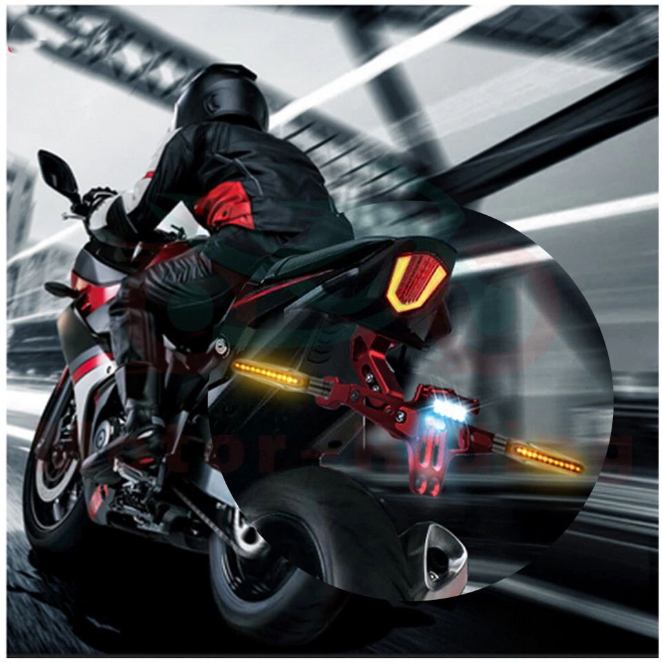 Soporte de placa ordenado cola de licencia LED + señal de giro para Honda Universal Foto 3 de 4