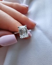 1.50ct Emerald Cut Lab-Grown Diamond Engagement Ring in Platinum, Size L